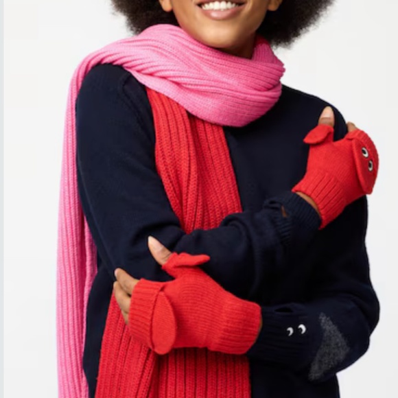 Anya Hindmarch Uniqlo red & pink touch of wool heattech knitted stole scarf NWT - Picture 2 of 9